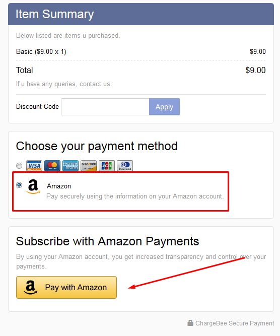 Amazon Payments: Alternate Payment Methods - Chargebee Docs