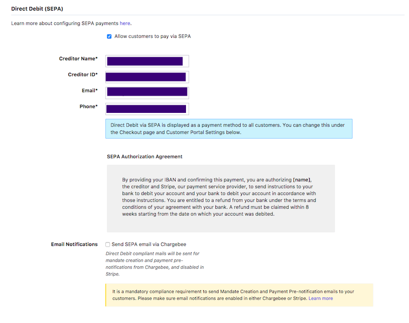 Payment Methods: ACH Payments Via Stripe - Chargebee Docs