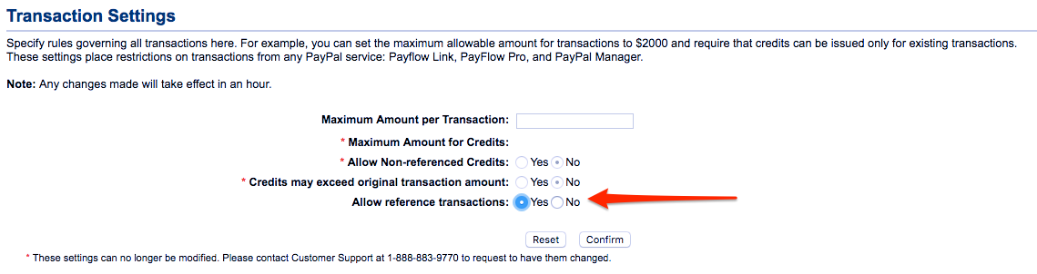 Allow reference transactions title