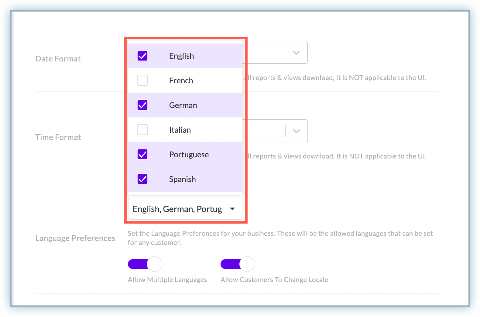 Configure Multiple Languages Chargebee Receivables