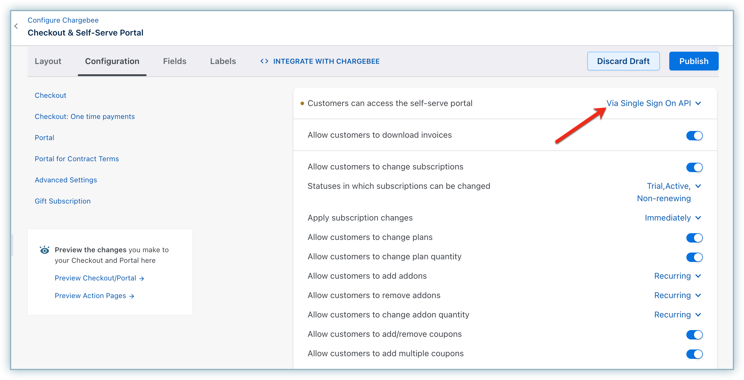 Single Sign-On configuration for Chargebee Self-Serve Portal